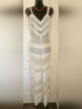 Tularosa White Lace Maxi Slip Dress